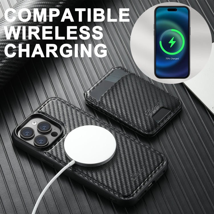 Custodia per telefono MagSafe con portafoglio staccabile in fibra di carbonio Suteni TXWH18, For iPhone 12 Pro