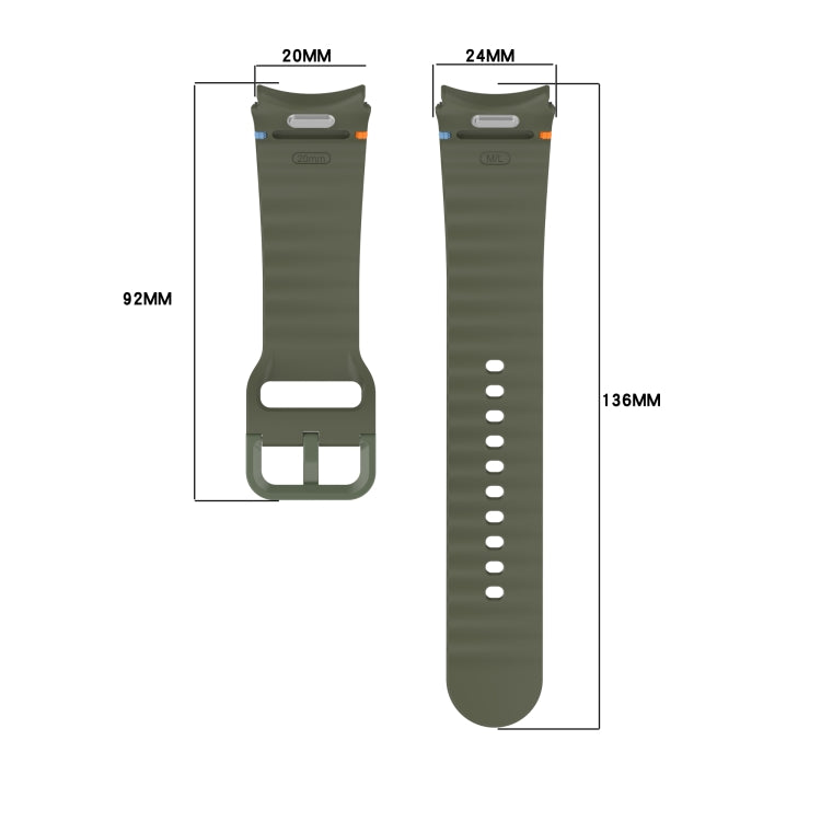Cinturino per orologio in silicone a sgancio rapido con cucitura a grana ondulata, For Samsung Galaxy Watch 6 Classic 43mm, For Samsung Galaxy Watch 5 Pro Golf Edition