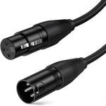 Cavo per microfono XLR, 4,95 piedi XLR maschio a XLR femmina bilanciato a 3 pin, nero, XLR Male to XLR Female 3 Pin