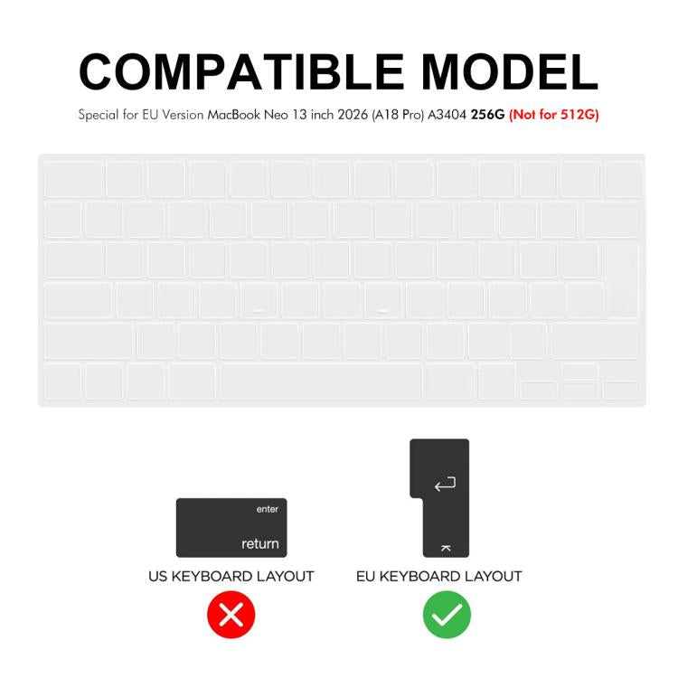 ENKAY Pellicola protettiva per tastiera in TPU morbido versione EU, For MacBook Neo 13 inch 2026 (A18 Pro) A3404 256G, For MacBook Pro 14.2 / 16.2 / Air 13.6 / 15.3