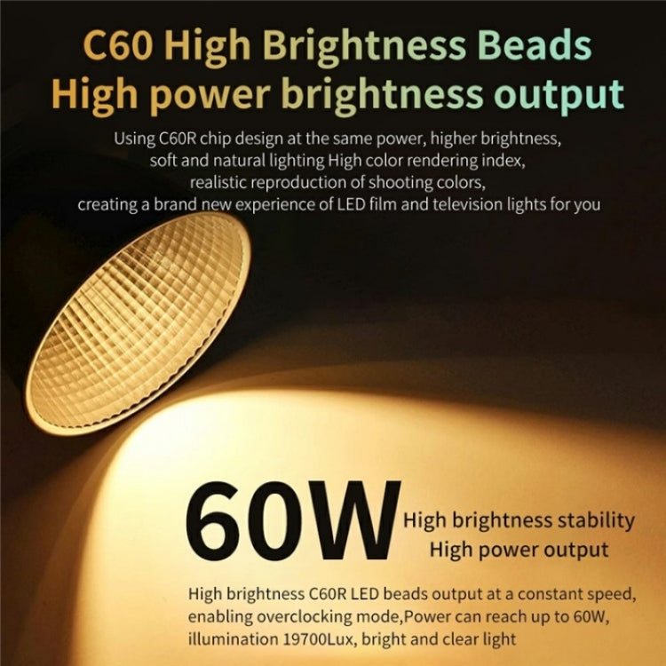 C60R 60W RGB Stage Lamp Professional Video Photography COB Fill Light con 8 batterie, US Plug, UK Plug, EU Plug