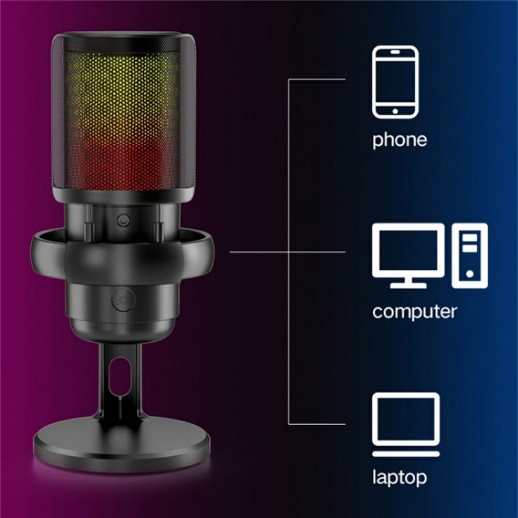Microfono di registrazione desktop USB professionale ME6P con luce RGB, ME6P