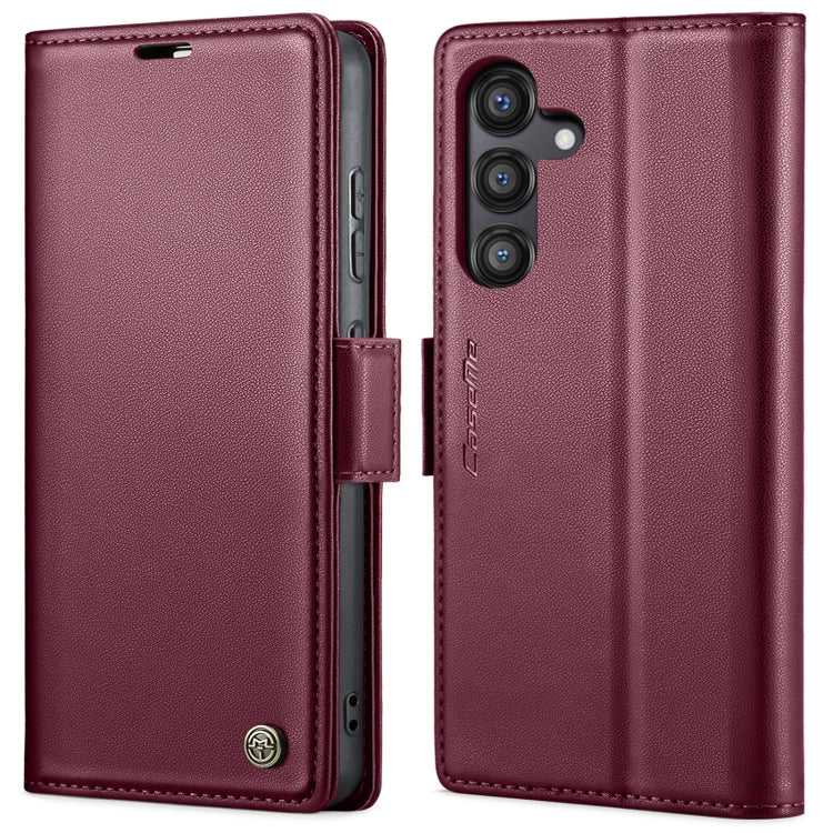 CaseMe 023 Custodia per telefono in pelle antifurto con fibbia a farfalla e texture Litchi RFID, For Galaxy S24 FE 5G, For Galaxy A17