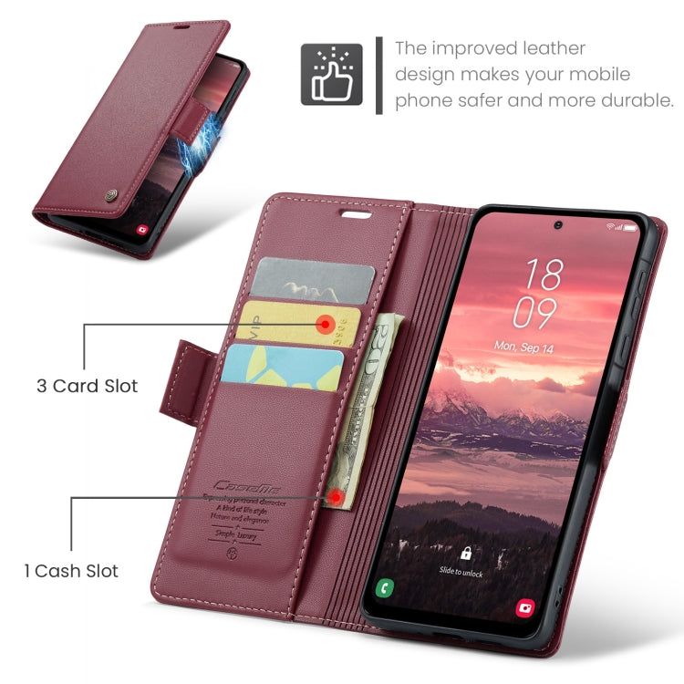 CaseMe 023 Custodia per telefono in pelle antifurto con fibbia a farfalla e texture Litchi RFID, For Galaxy A36 5G, For Galaxy S25 5G, For Galaxy S25+ 5G, For Galaxy S25 Ultra 5G