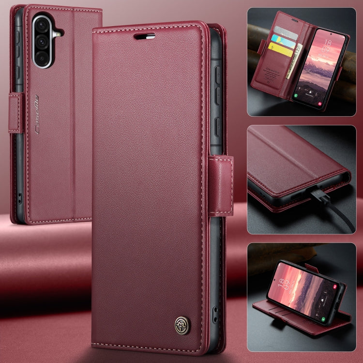 CaseMe 023 Custodia per telefono in pelle antifurto con fibbia a farfalla e texture Litchi RFID, For Galaxy A36 5G, For Galaxy S25 5G, For Galaxy S25+ 5G, For Galaxy S25 Ultra 5G
