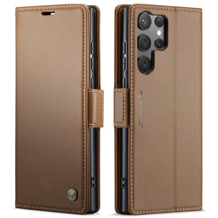 CaseMe 023 Custodia per telefono in pelle antifurto con fibbia a farfalla e texture Litchi RFID, For Galaxy A36 5G, For Galaxy S25 5G, For Galaxy S25+ 5G, For Galaxy S25 Ultra 5G