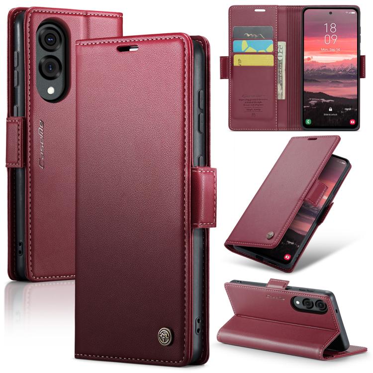CaseMe 023 Custodia per telefono in pelle antifurto con fibbia a farfalla e texture Litchi RFID, For Galaxy Z Fold7, For Galaxy S25 Edge 5G, For Galaxy A56 5G, For Galaxy A26 5G