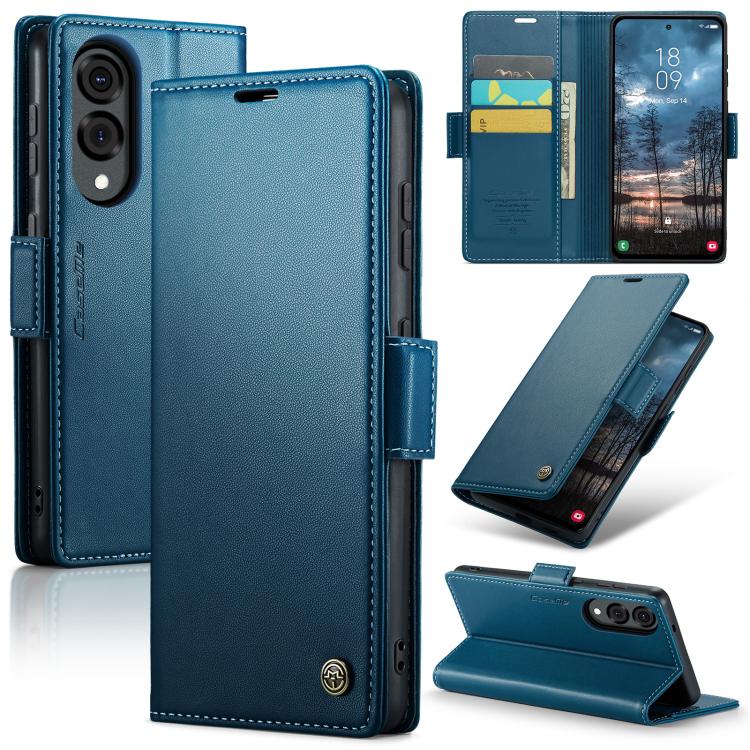 CaseMe 023 Custodia per telefono in pelle antifurto con fibbia a farfalla e texture Litchi RFID, For Galaxy Z Fold7, For Galaxy S25 Edge 5G, For Galaxy A56 5G, For Galaxy A26 5G