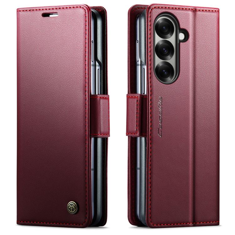 CaseMe 023 Custodia per telefono in pelle antifurto con fibbia a farfalla e texture Litchi RFID, For Galaxy Z Fold7, For Galaxy S25 Edge 5G, For Galaxy A56 5G, For Galaxy A26 5G