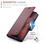 CaseMe 023 Custodia per telefono in pelle antifurto con fibbia a farfalla e texture Litchi RFID, For Galaxy Z Fold7, For Galaxy S25 Edge 5G, For Galaxy A56 5G, For Galaxy A26 5G