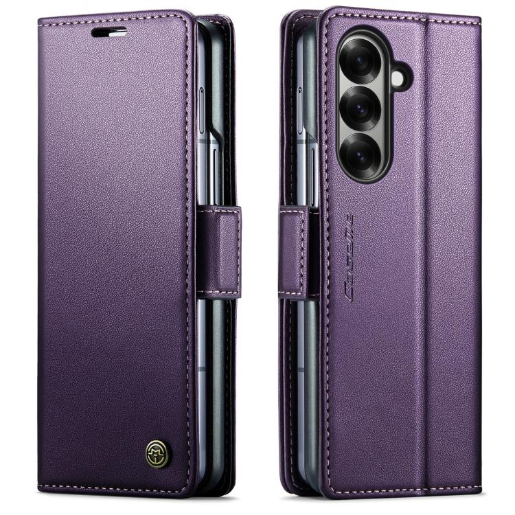 CaseMe 023 Custodia per telefono in pelle antifurto con fibbia a farfalla e texture Litchi RFID, For Galaxy Z Fold7, For Galaxy S25 Edge 5G, For Galaxy A56 5G, For Galaxy A26 5G