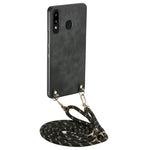 Custodia per telefono con retro in pelle vintage per PC e tracolla, For Samsung Galaxy A30 / A20