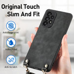 Custodia per telefono con retro in pelle vintage per PC e tracolla, For Samsung Galaxy A30 / A20