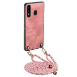 Custodia per telefono con retro in pelle vintage per PC e tracolla, For Samsung Galaxy A30 / A20