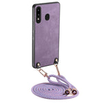 Custodia per telefono con retro in pelle vintage per PC e tracolla, For Samsung Galaxy A30 / A20