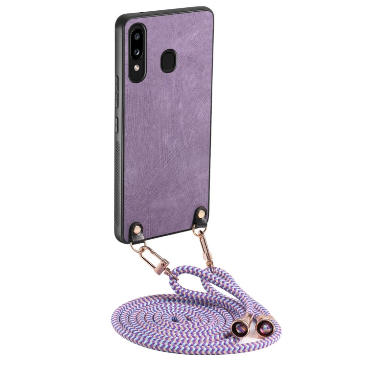 Custodia per telefono con retro in pelle vintage per PC e tracolla, For Samsung Galaxy A30 / A20