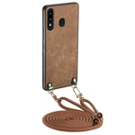 Custodia per telefono con retro in pelle vintage per PC e tracolla, For Samsung Galaxy A30 / A20