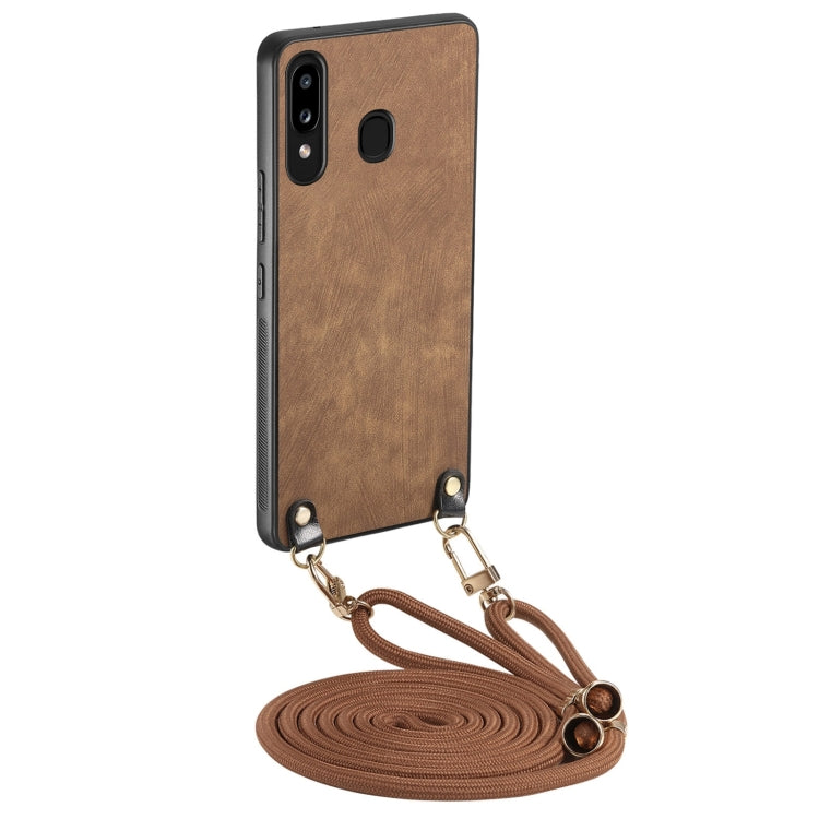 Custodia per telefono con retro in pelle vintage per PC e tracolla, For Samsung Galaxy A30 / A20