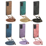 Custodia per telefono con retro in pelle vintage per PC e tracolla, For Samsung Galaxy A30 / A20