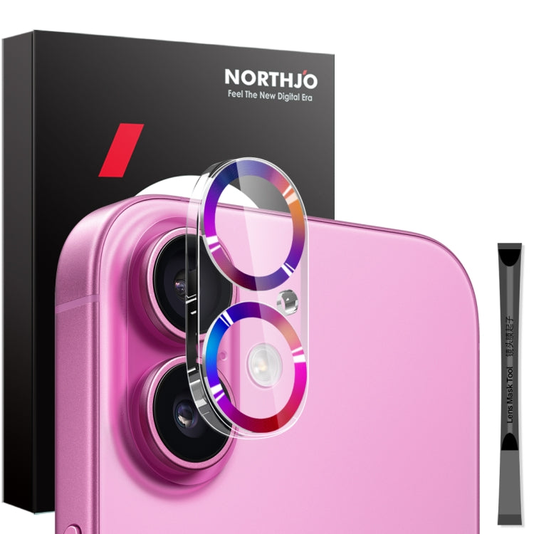 Pellicola protettiva per obiettivo della fotocamera NORTHJO CD Veins 3D in vetro temperato, For iPhone 16 Pro / 16 Pro Max, For iPhone 16 / 16 Plus