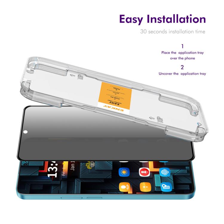 ENKAY Pellicola in vetro temperato anti-sguardo per la privacy, facile da installare, For Samsung Galaxy A36 / 56, For Samsung Galaxy A26, For Samsung Galaxy A16 4G / 5G, For Samsung Galaxy A06 4G, For Samsung Galaxy S24 FE 5G