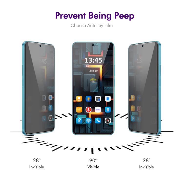 ENKAY Pellicola in vetro temperato anti-sguardo per la privacy, facile da installare, For Samsung Galaxy A36 / 56, For Samsung Galaxy A26, For Samsung Galaxy A16 4G / 5G, For Samsung Galaxy A06 4G, For Samsung Galaxy S24 FE 5G