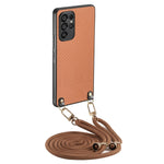 Custodia per telefono con retro in pelle con trama in fibra di carbonio e tracolla, For Samsung Galaxy S24 Ultra 5G, For Samsung Galaxy S24+ 5G, For Samsung Galaxy S24 5G, For Samsung Galaxy A15