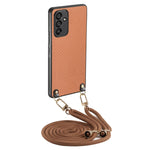 Custodia per telefono con retro in pelle con trama in fibra di carbonio e tracolla, For Samsung Galaxy S24 Ultra 5G, For Samsung Galaxy S24+ 5G, For Samsung Galaxy S24 5G, For Samsung Galaxy A15