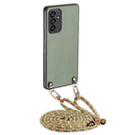 Custodia per telefono con retro in pelle con trama in fibra di carbonio e tracolla, For Samsung Galaxy A05, For Samsung Galaxy S23 FE 5G, For Samsung Galaxy A34 5G, For Samsung Galaxy A54 5G
