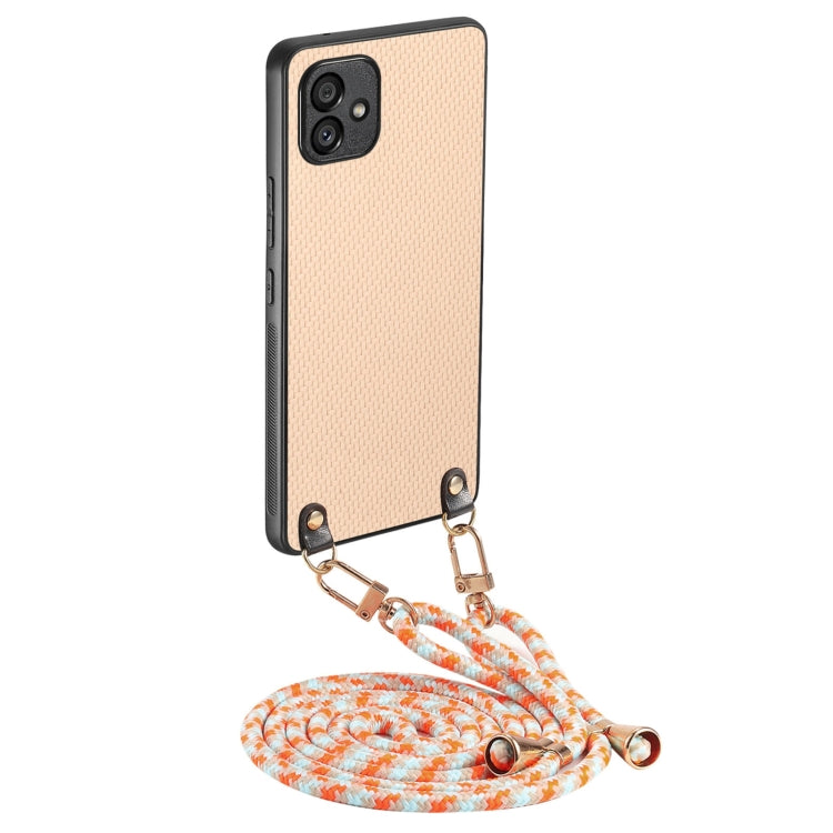 Custodia per telefono con retro in pelle con trama in fibra di carbonio e tracolla, For Samsung Galaxy S23 Ultra 5G, For Samsung Galaxy S23+ 5G, For Samsung Galaxy S23 5G, For Samsung Galaxy A04 4G
