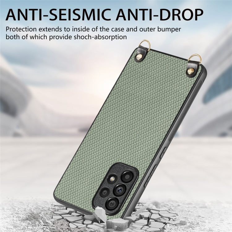 Custodia per telefono con retro in pelle con trama in fibra di carbonio e tracolla, For Samsung Galaxy A33 5G, For Samsung Galaxy A13 4G, For Samsung Galaxy S22 Ultra 5G, For Samsung Galaxy S22+ 5G