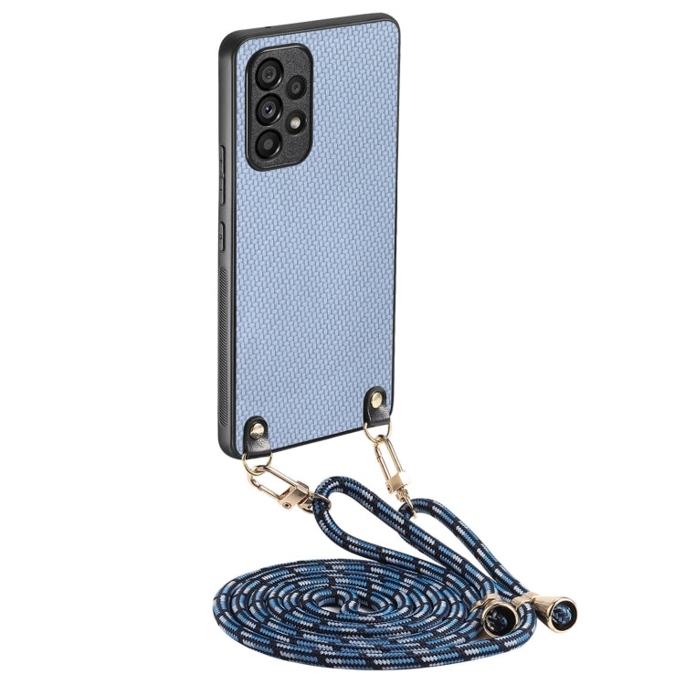 Custodia per telefono con retro in pelle con trama in fibra di carbonio e tracolla, For Samsung Galaxy A33 5G, For Samsung Galaxy A13 4G, For Samsung Galaxy S22 Ultra 5G, For Samsung Galaxy S22+ 5G