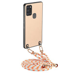 Custodia per telefono con retro in pelle con trama in fibra di carbonio e tracolla, For Samsung Galaxy S21+ 5G, For Samsung Galaxy S21 Ultra 5G, For Samsung Galaxy A21s, For Samsung Galaxy A71 4G