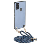 Custodia per telefono con retro in pelle con trama in fibra di carbonio e tracolla, For Samsung Galaxy S21+ 5G, For Samsung Galaxy S21 Ultra 5G, For Samsung Galaxy A21s, For Samsung Galaxy A71 4G