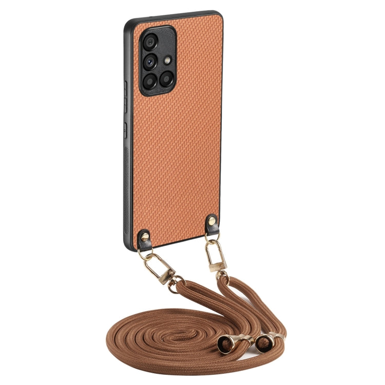 Custodia per telefono con retro in pelle con trama in fibra di carbonio e tracolla, For Samsung Galaxy S21+ 5G, For Samsung Galaxy S21 Ultra 5G, For Samsung Galaxy A21s, For Samsung Galaxy A71 4G