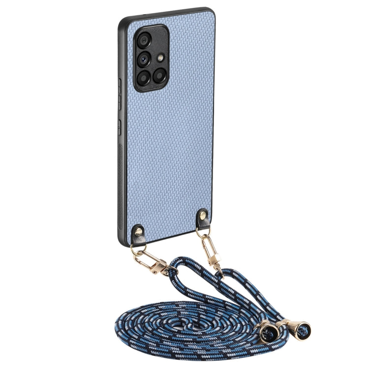 Custodia per telefono con retro in pelle con trama in fibra di carbonio e tracolla, For Samsung Galaxy S21+ 5G, For Samsung Galaxy S21 Ultra 5G, For Samsung Galaxy A21s, For Samsung Galaxy A71 4G