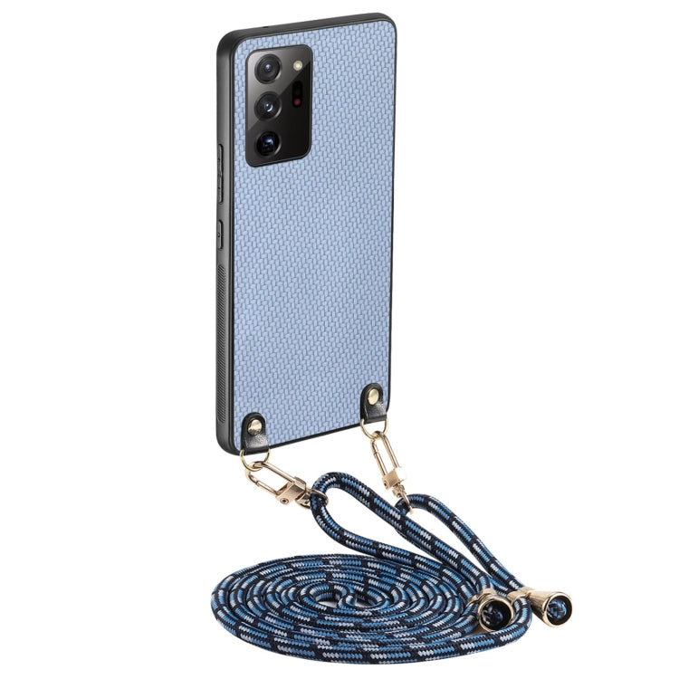 Custodia per telefono con retro in pelle con trama in fibra di carbonio e tracolla, For Samsung Galaxy A53, For Samsung Galaxy A72 5G / 4G, For Samsung Galaxy A52 5G / 4G, For Samsung Galaxy Note20 Ultra