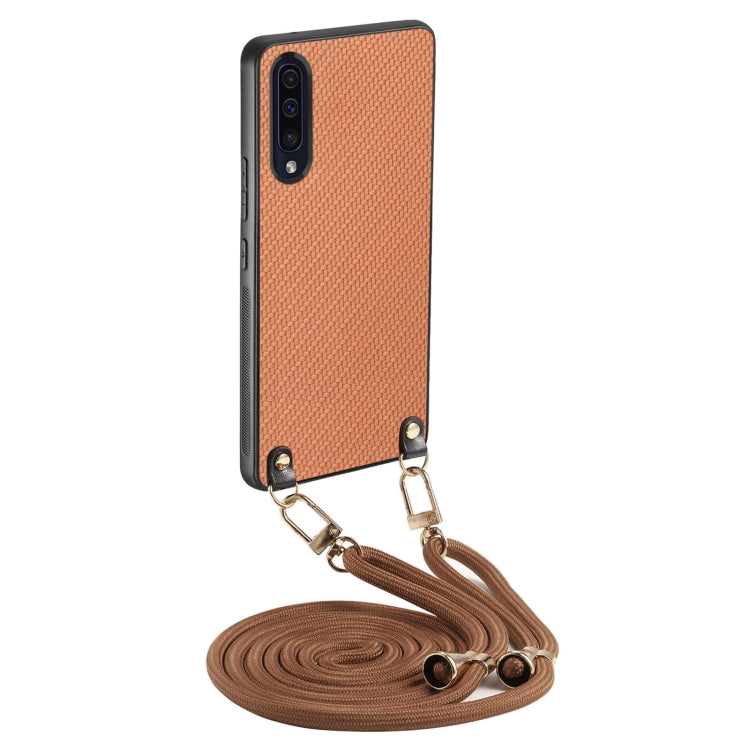 Custodia per telefono con retro in pelle con trama in fibra di carbonio e tracolla, For Samsung Galaxy Note20, For Samsung Galaxy A70 / A70s, For Samsung Galaxy A50 / A50s, For Samsung Galaxy Note10