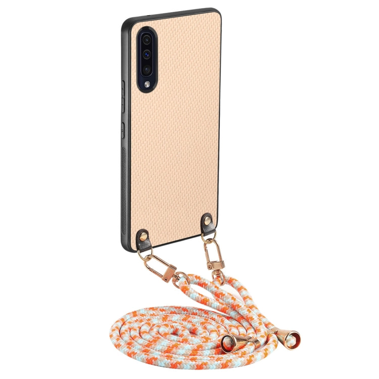 Custodia per telefono con retro in pelle con trama in fibra di carbonio e tracolla, For Samsung Galaxy Note20, For Samsung Galaxy A70 / A70s, For Samsung Galaxy A50 / A50s, For Samsung Galaxy Note10