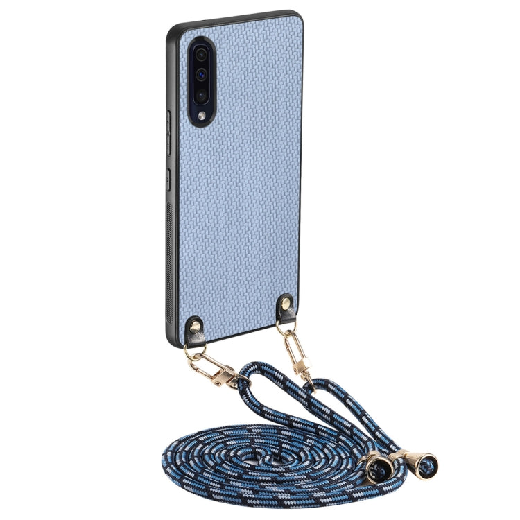 Custodia per telefono con retro in pelle con trama in fibra di carbonio e tracolla, For Samsung Galaxy Note20, For Samsung Galaxy A70 / A70s, For Samsung Galaxy A50 / A50s, For Samsung Galaxy Note10