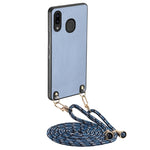 Custodia per telefono con retro in pelle con trama in fibra di carbonio e tracolla, For Samsung Galaxy Note10+, For Samsung Galaxy A30 / A20