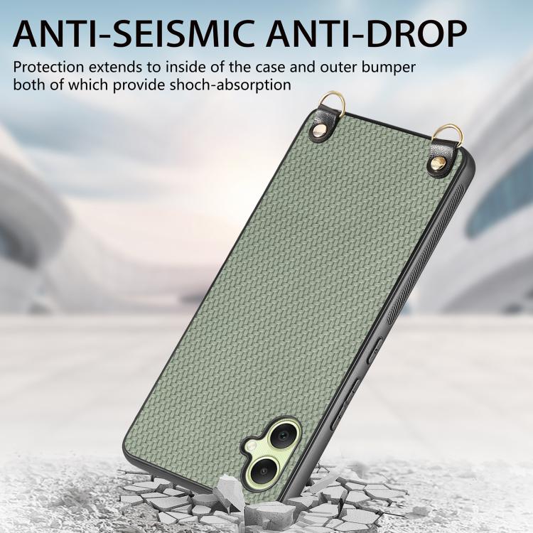 Custodia per telefono con retro in pelle con trama in fibra di carbonio e tracolla, For Samsung Galaxy A05, For Samsung Galaxy S23 FE 5G, For Samsung Galaxy A34 5G, For Samsung Galaxy A54 5G