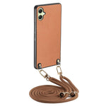 Custodia per telefono con retro in pelle con trama in fibra di carbonio e tracolla, For Samsung Galaxy A05, For Samsung Galaxy S23 FE 5G, For Samsung Galaxy A34 5G, For Samsung Galaxy A54 5G