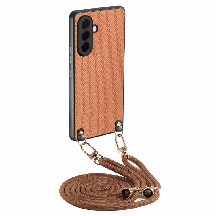 Custodia per telefono con retro in pelle con trama in fibra di carbonio e tracolla, For Samsung Galaxy A57 5G, For Samsung Galaxy A37 5G, For Samsung Galaxy A56 5G, For Samsung Galaxy A36 5G