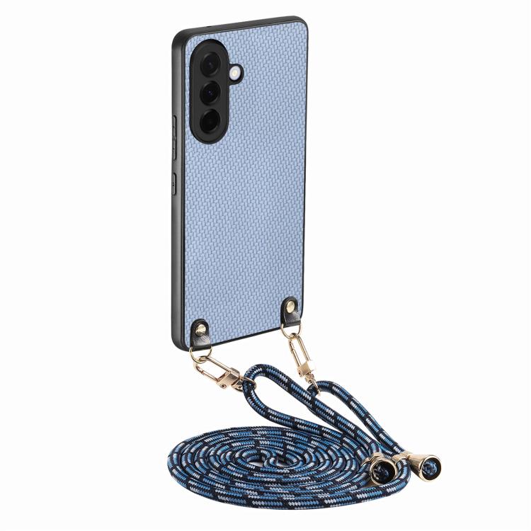 Custodia per telefono con retro in pelle con trama in fibra di carbonio e tracolla, For Samsung Galaxy A57 5G, For Samsung Galaxy A37 5G, For Samsung Galaxy A56 5G, For Samsung Galaxy A36 5G