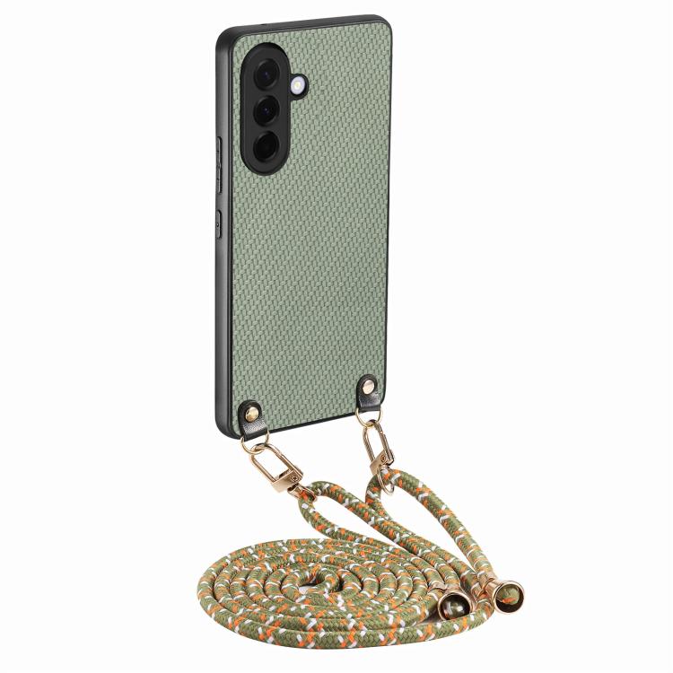 Custodia per telefono con retro in pelle con trama in fibra di carbonio e tracolla, For Samsung Galaxy A57 5G, For Samsung Galaxy A37 5G, For Samsung Galaxy A56 5G, For Samsung Galaxy A36 5G