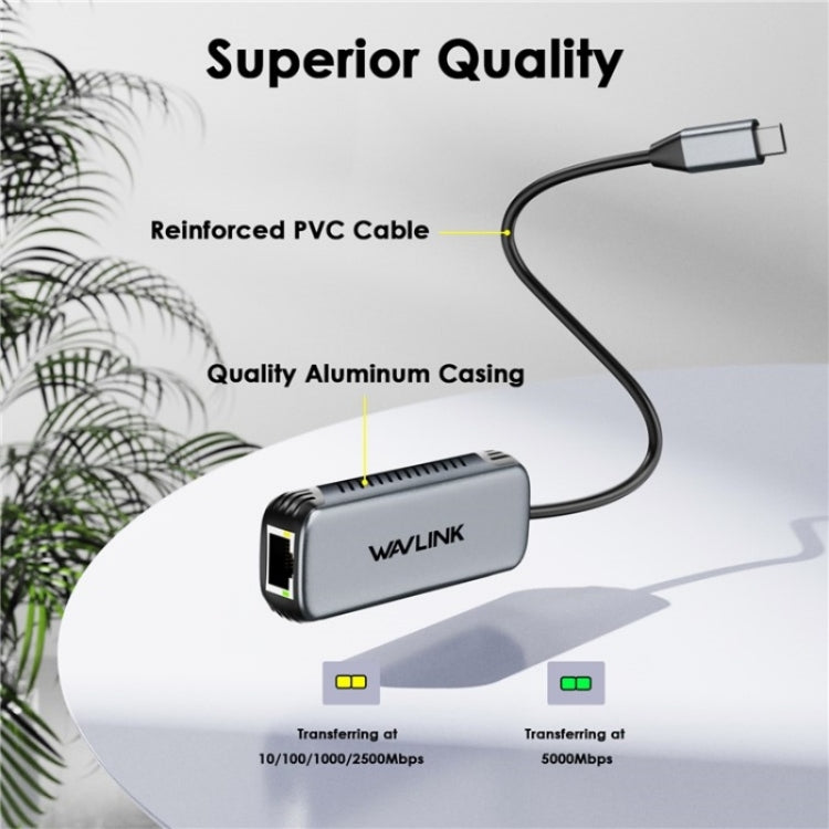 Convertitore di rete cablato WAVLINK NWU340G 5Gbps Adattatore Gigabit Ethernet USB-C a RJ45