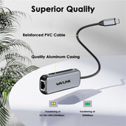 Convertitore di rete cablato WAVLINK NWU340G 5Gbps Adattatore Gigabit Ethernet USB-C a RJ45