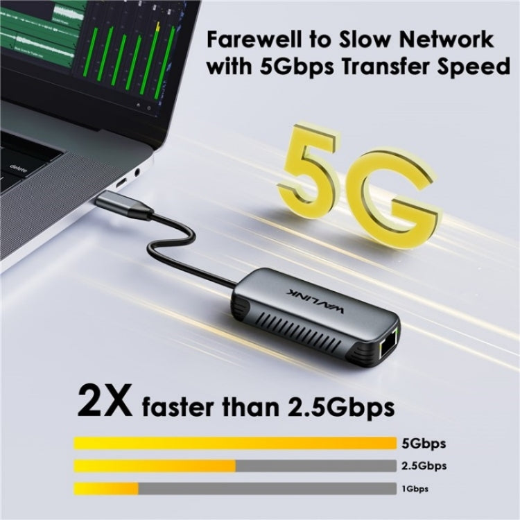 Convertitore di rete cablato WAVLINK NWU340G 5Gbps Adattatore Gigabit Ethernet USB-C a RJ45