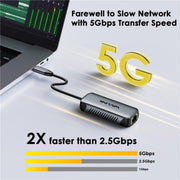 Convertitore di rete cablato WAVLINK NWU340G 5Gbps Adattatore Gigabit Ethernet USB-C a RJ45